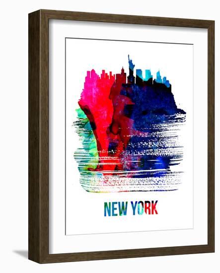 New York Skyline Brush Stroke - Watercolor-NaxArt-Framed Art Print