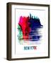 New York Skyline Brush Stroke - Watercolor-NaxArt-Framed Art Print