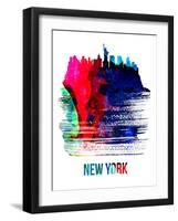 New York Skyline Brush Stroke - Watercolor-NaxArt-Framed Art Print