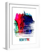 New York Skyline Brush Stroke - Watercolor-NaxArt-Framed Art Print