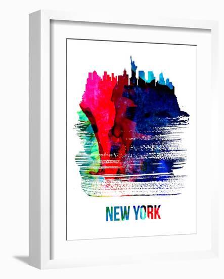 New York Skyline Brush Stroke - Watercolor-NaxArt-Framed Art Print