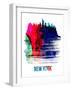 New York Skyline Brush Stroke - Watercolor-NaxArt-Framed Art Print