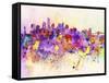 New York Skyline in Watercolor Background-paulrommer-Framed Stretched Canvas