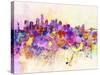 New York Skyline in Watercolor Background-paulrommer-Stretched Canvas