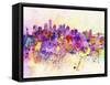 New York Skyline in Watercolor Background-paulrommer-Framed Stretched Canvas