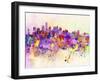 New York Skyline in Watercolor Background-paulrommer-Framed Art Print