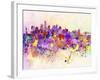 New York Skyline in Watercolor Background-paulrommer-Framed Art Print