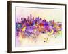 New York Skyline in Watercolor Background-paulrommer-Framed Art Print