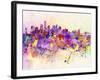 New York Skyline in Watercolor Background-paulrommer-Framed Art Print