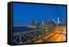 New York Skyline, Manhattan, Brooklyn Bridge over East River-Alan Copson-Framed Stretched Canvas