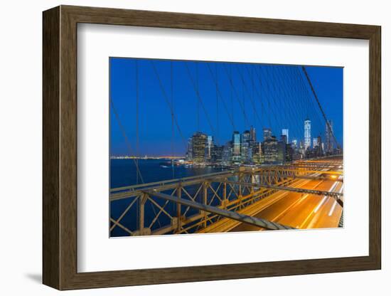 New York Skyline, Manhattan, Brooklyn Bridge over East River-Alan Copson-Framed Photographic Print