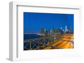 New York Skyline, Manhattan, Brooklyn Bridge over East River-Alan Copson-Framed Photographic Print