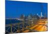 New York Skyline, Manhattan, Brooklyn Bridge over East River-Alan Copson-Mounted Photographic Print