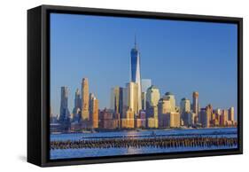 New York Skyline, Manhattan, Lower Manhattan and World Trade Center-Alan Copson-Framed Stretched Canvas