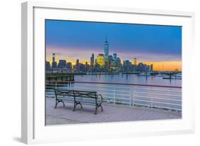 New York Skyline of Manhattan, Lower Manhattan and World Trade Center-Alan Copson-Framed Photographic Print