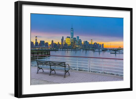 New York Skyline of Manhattan, Lower Manhattan and World Trade Center-Alan Copson-Framed Photographic Print