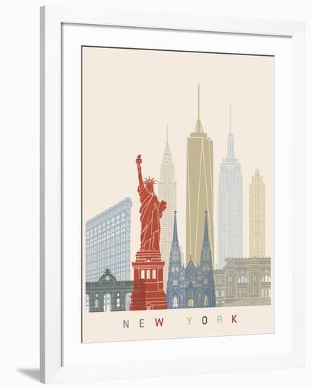 New York Skyline Poster-paulrommer-Framed Art Print