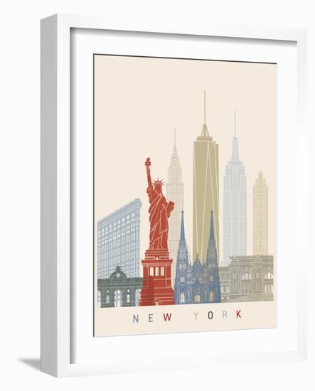 New York Skyline Poster-paulrommer-Framed Art Print