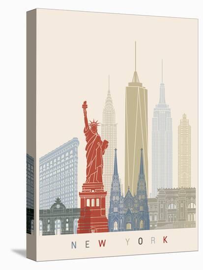 New York Skyline Poster-paulrommer-Stretched Canvas