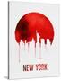 New York Skyline Red-null-Stretched Canvas