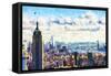 New York Skyline VI - In the Style of Oil Painting-Philippe Hugonnard-Framed Stretched Canvas