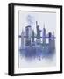 New York Skyline Watercolour Splash Blue-Fab Funky-Framed Art Print