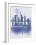 New York Skyline Watercolour Splash Blue-Fab Funky-Framed Art Print