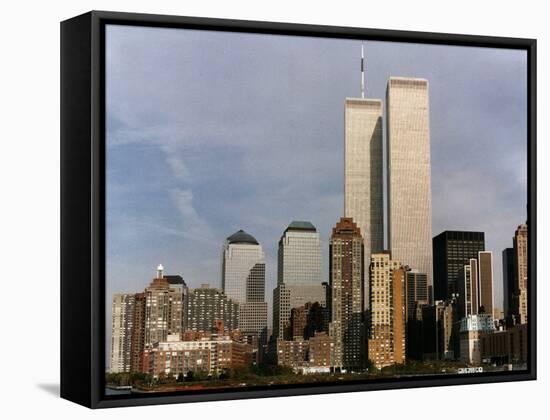 New York Skyline with World Trade Centre Building USA, 1997-null-Framed Stretched Canvas