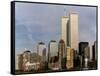 New York Skyline with World Trade Centre Building USA, 1997-null-Framed Stretched Canvas