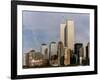 New York Skyline with World Trade Centre Building USA, 1997-null-Framed Premium Photographic Print