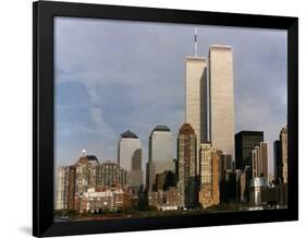 New York Skyline with World Trade Centre Building USA, 1997-null-Framed Premium Photographic Print