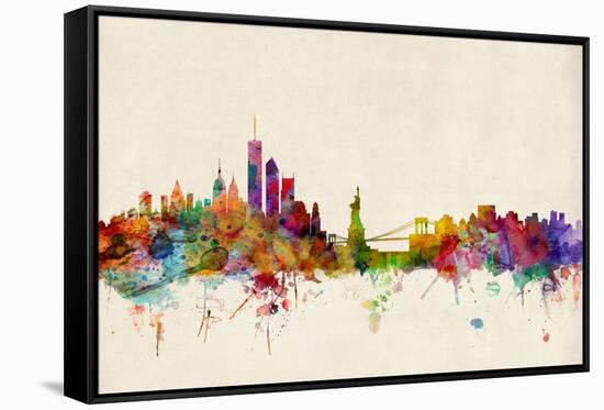 New York Skyline-Michael Tompsett-Framed Stretched Canvas