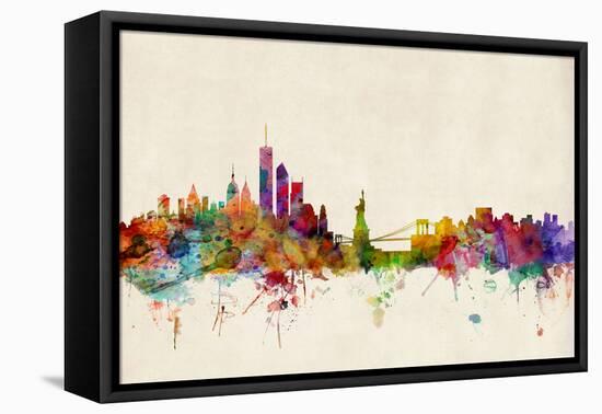 New York Skyline-Michael Tompsett-Framed Stretched Canvas