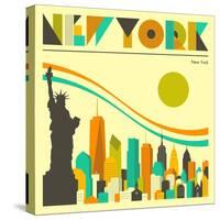 New York Skyline-Jazzberry Blue-Stretched Canvas