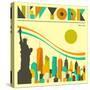 New York Skyline-Jazzberry Blue-Stretched Canvas