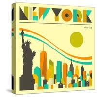 New York Skyline-Jazzberry Blue-Stretched Canvas