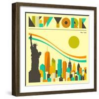 New York Skyline-Jazzberry Blue-Framed Art Print