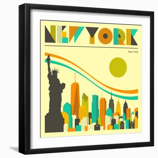 New York Skyline-Jazzberry Blue-Framed Art Print