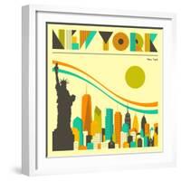 New York Skyline-Jazzberry Blue-Framed Art Print