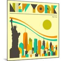 New York Skyline-Jazzberry Blue-Mounted Premium Giclee Print