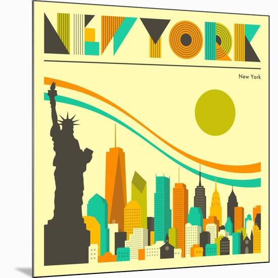 New York Skyline-Jazzberry Blue-Mounted Premium Giclee Print