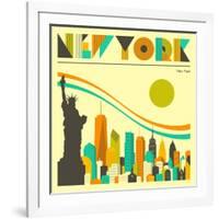 New York Skyline-Jazzberry Blue-Framed Art Print