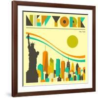 New York Skyline-Jazzberry Blue-Framed Art Print