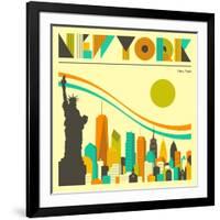 New York Skyline-Jazzberry Blue-Framed Art Print