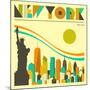 New York Skyline-Jazzberry Blue-Mounted Art Print