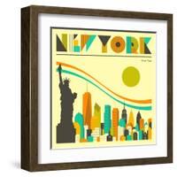 New York Skyline-Jazzberry Blue-Framed Art Print