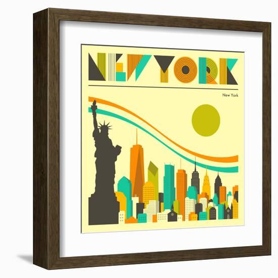 New York Skyline-Jazzberry Blue-Framed Art Print