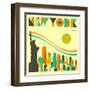 New York Skyline-Jazzberry Blue-Framed Art Print