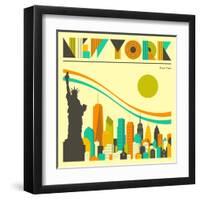 New York Skyline-Jazzberry Blue-Framed Art Print