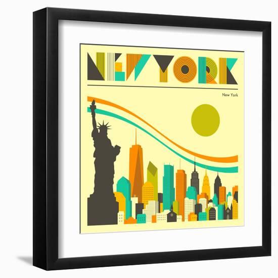 New York Skyline-Jazzberry Blue-Framed Art Print